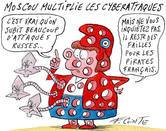 Dessin: Cyberattaques : l’Europe, le Royaume-Uni et les États-Unis accusent Moscou